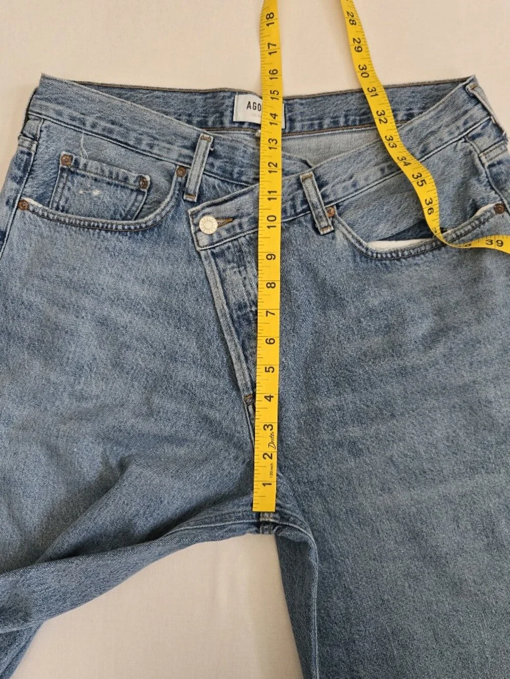 Agolde Crisscross Criss Cross Wide Leg Jeans Button Fly Blue Size 32